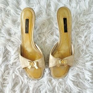 Vintage Louis Vuitton monogram bow kitten sandals